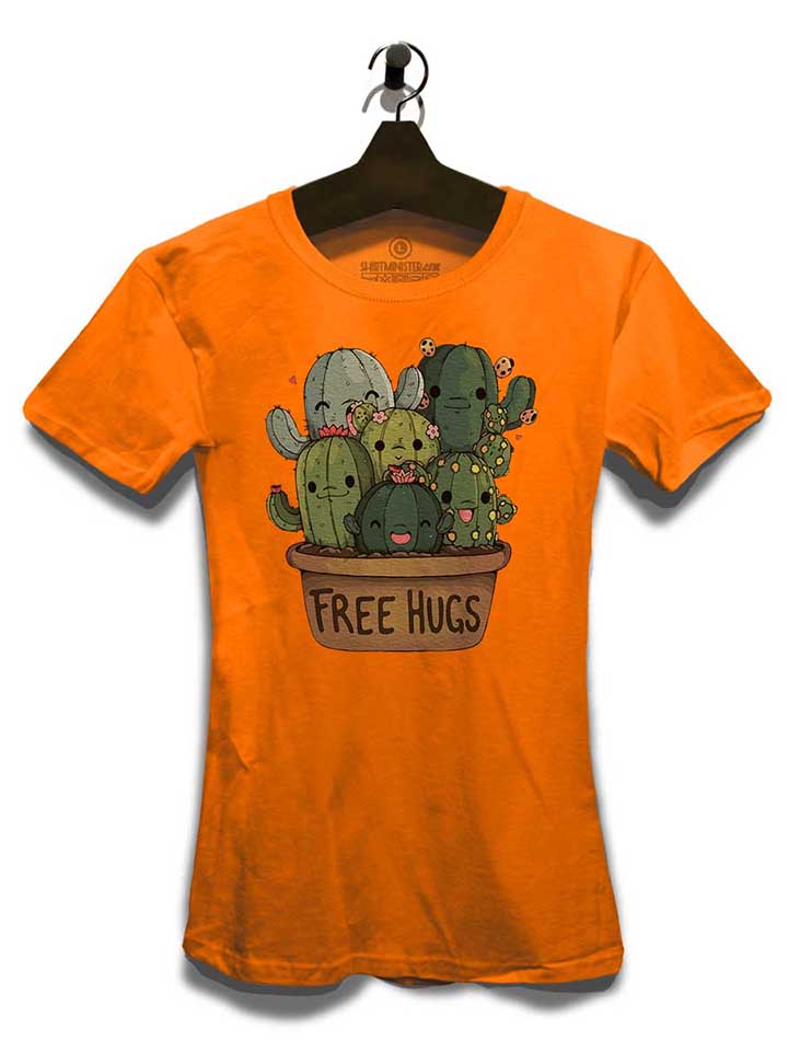 free-hugs-kakteen-blumentopf-damen-t-shirt orange 3