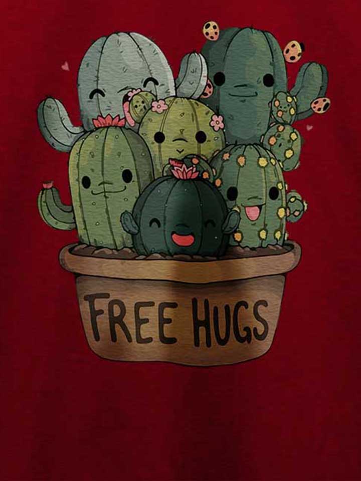 free-hugs-kakteen-blumentopf-t-shirt bordeaux 4