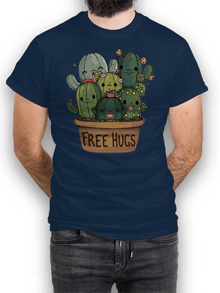 Free Hugs Kakteen Blumentopf T-Shirt navy L