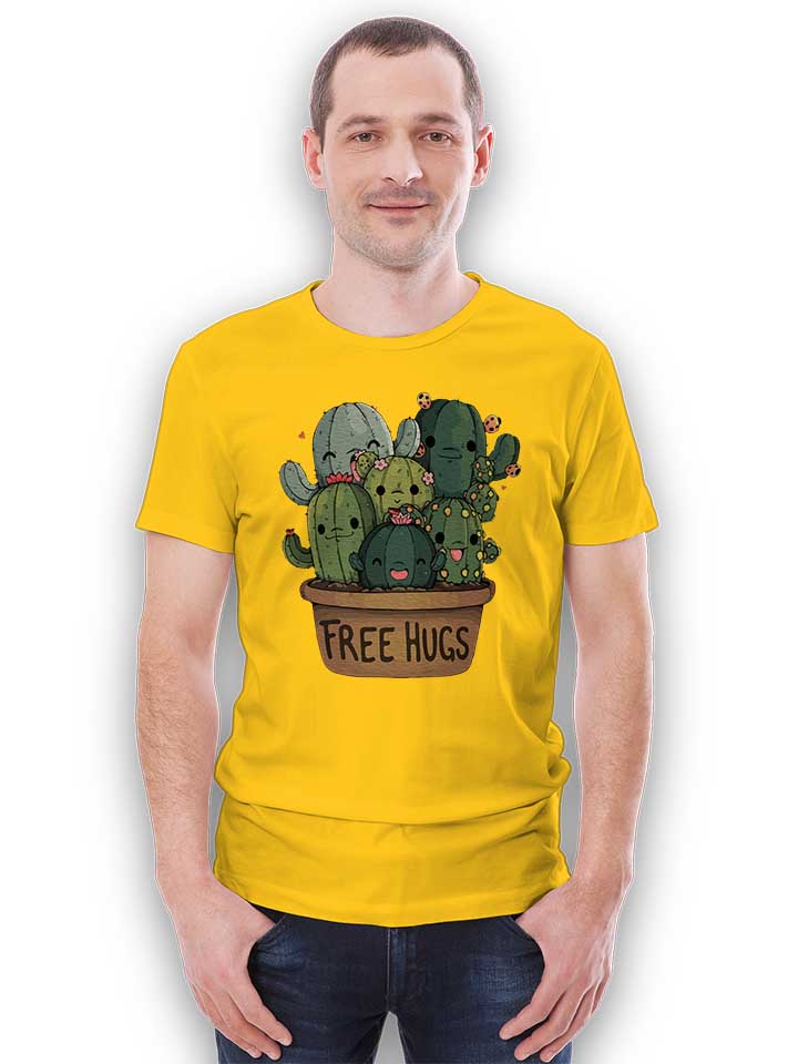 free-hugs-kakteen-blumentopf-t-shirt gelb 2