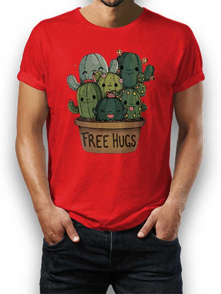 Free Hugs Kakteen Blumentopf T-Shirt rosso L