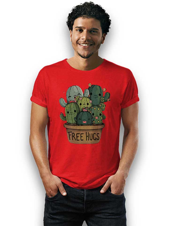 free-hugs-kakteen-blumentopf-t-shirt rot 2