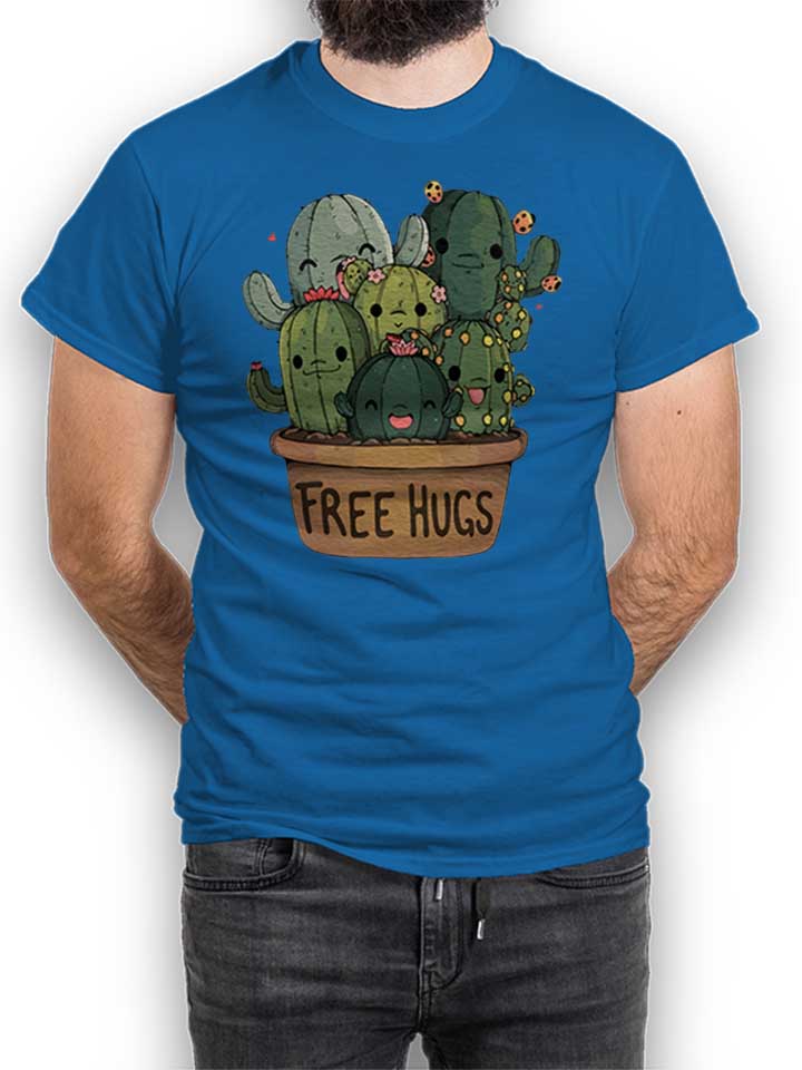 Free Hugs Kakteen Blumentopf T-Shirt royal-blue L