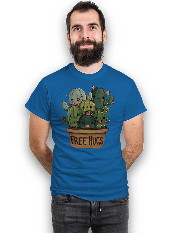 free-hugs-kakteen-blumentopf-t-shirt royal 2