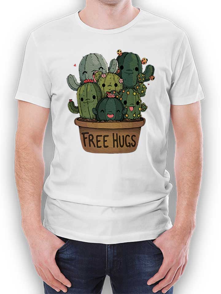 Free Hugs Kakteen Blumentopf T-Shirt weiss L