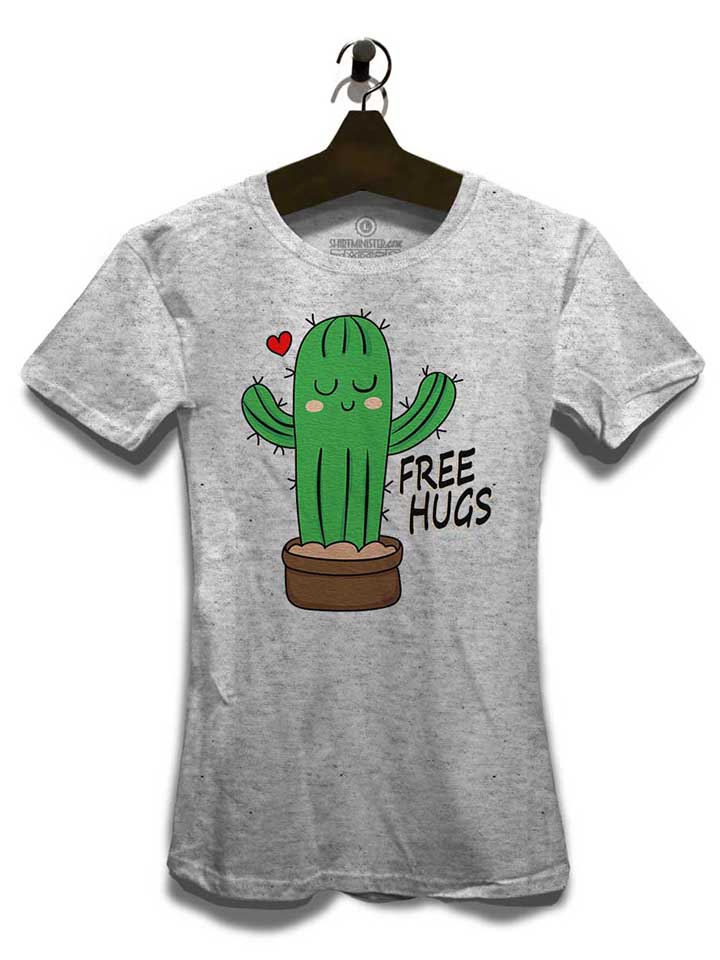 free-hugs-kaktus-damen-t-shirt grau-meliert 3