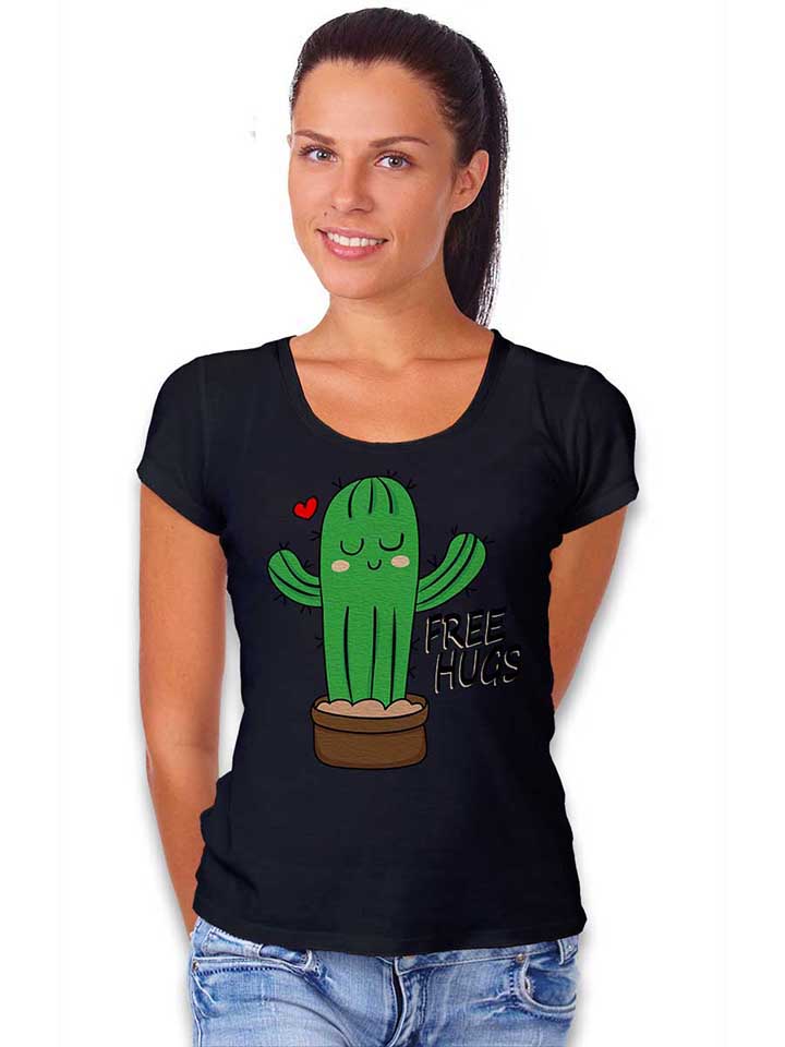 free-hugs-kaktus-damen-t-shirt schwarz 2