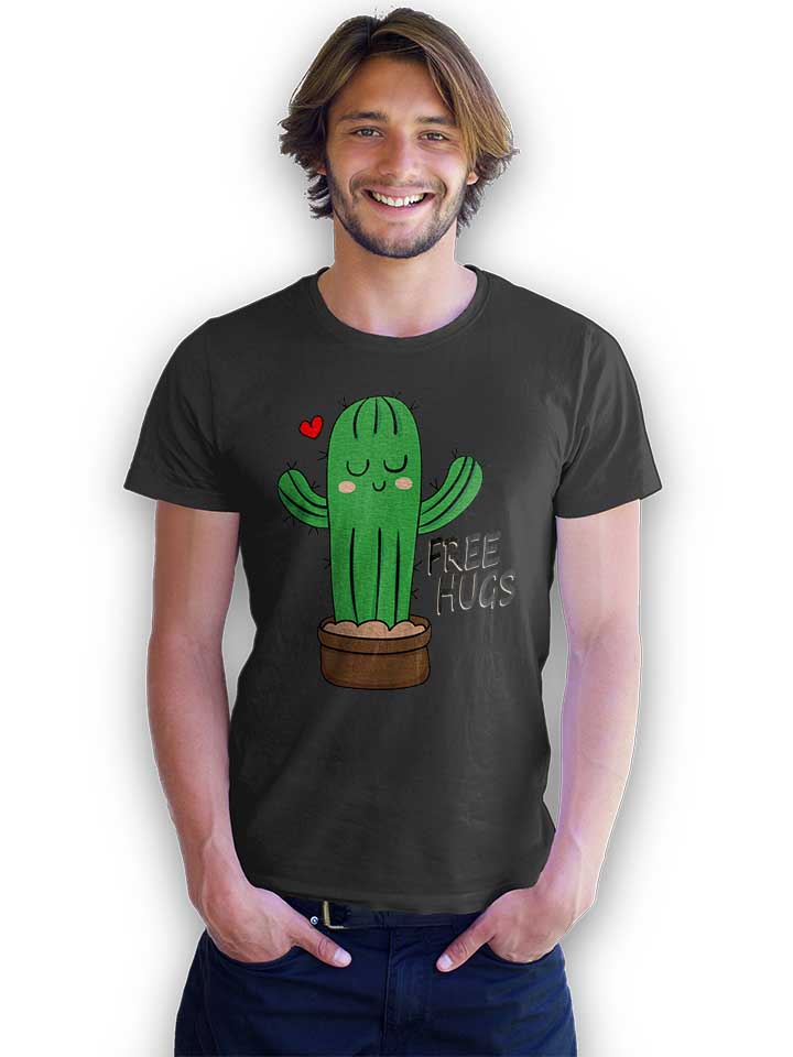 free-hugs-kaktus-t-shirt dunkelgrau 2