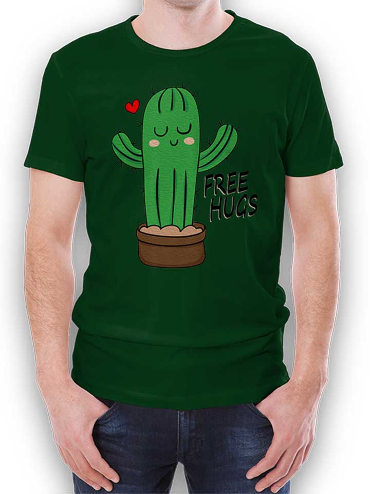 Free Hugs Kaktus T-Shirt dunkelgruen L