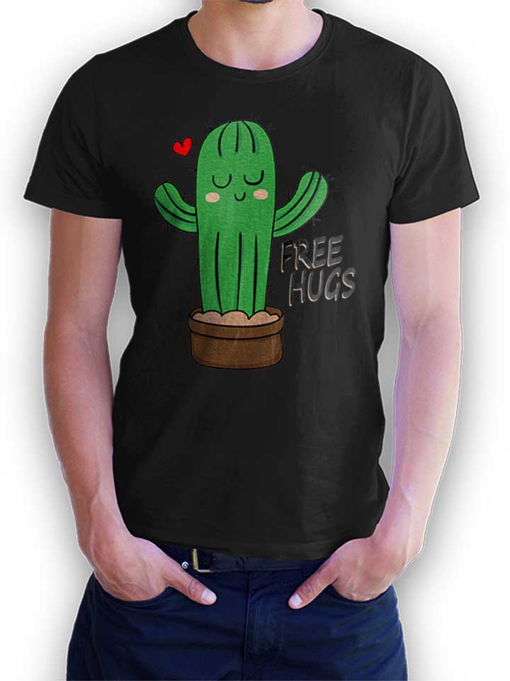 Free Hugs Kaktus T-Shirt schwarz L