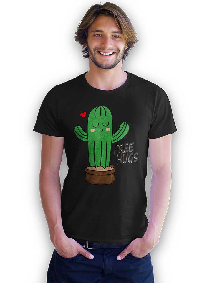 free-hugs-kaktus-t-shirt schwarz 2