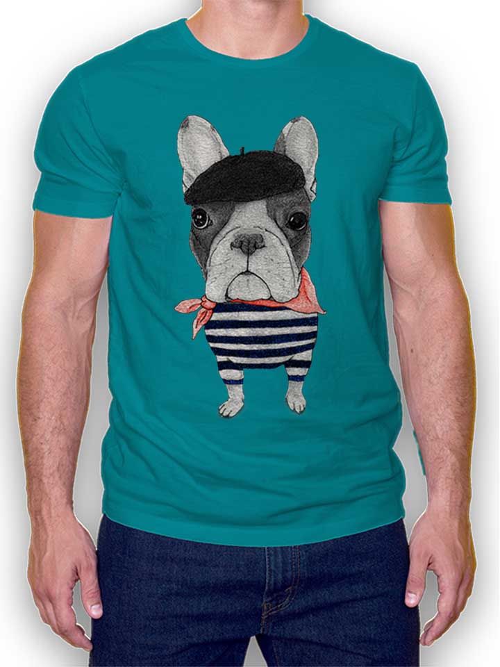 French Bulldog Camiseta turquesa L