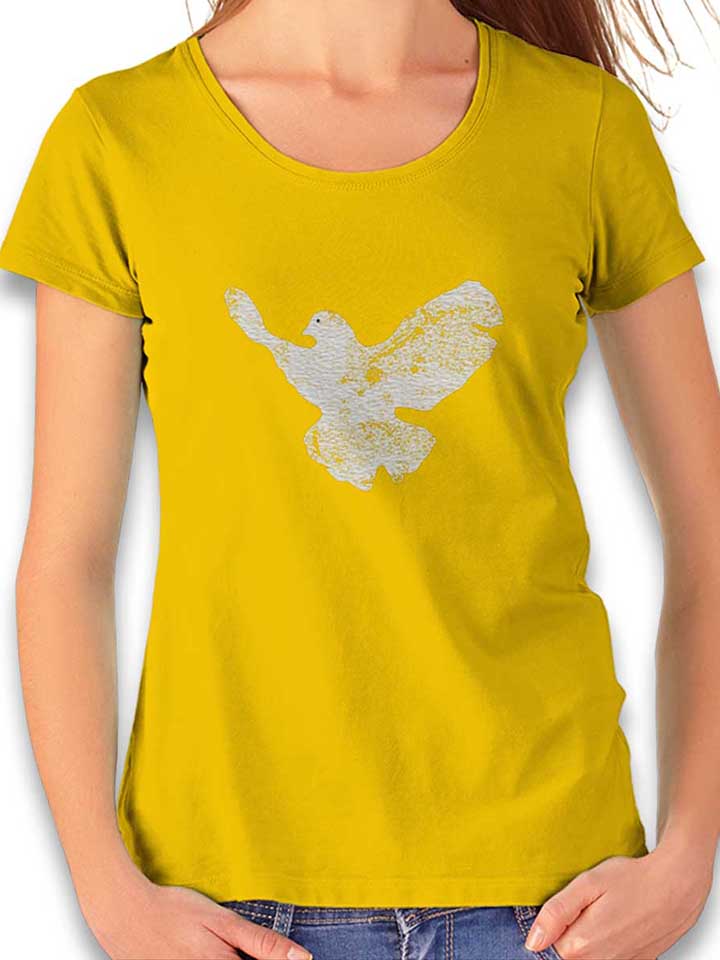 Friedenstaube Vintage Damen T-Shirt gelb L