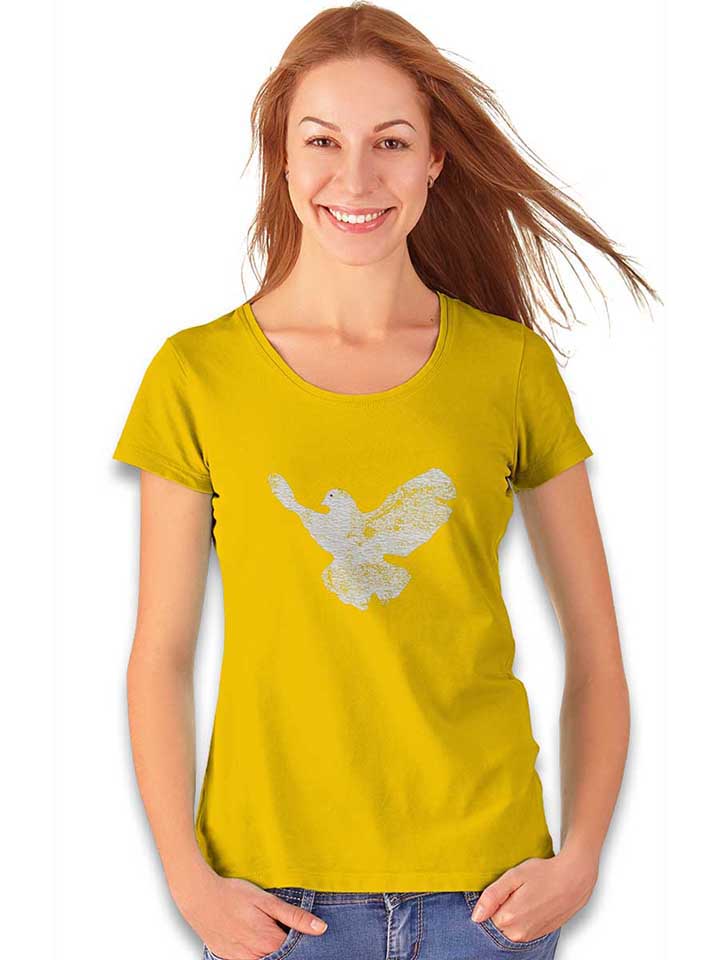 friedenstaube-vintage-damen-t-shirt gelb 2