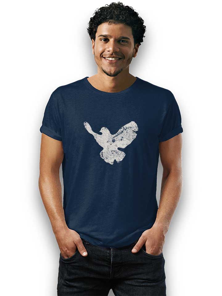 friedenstaube-vintage-t-shirt dunkelblau 2