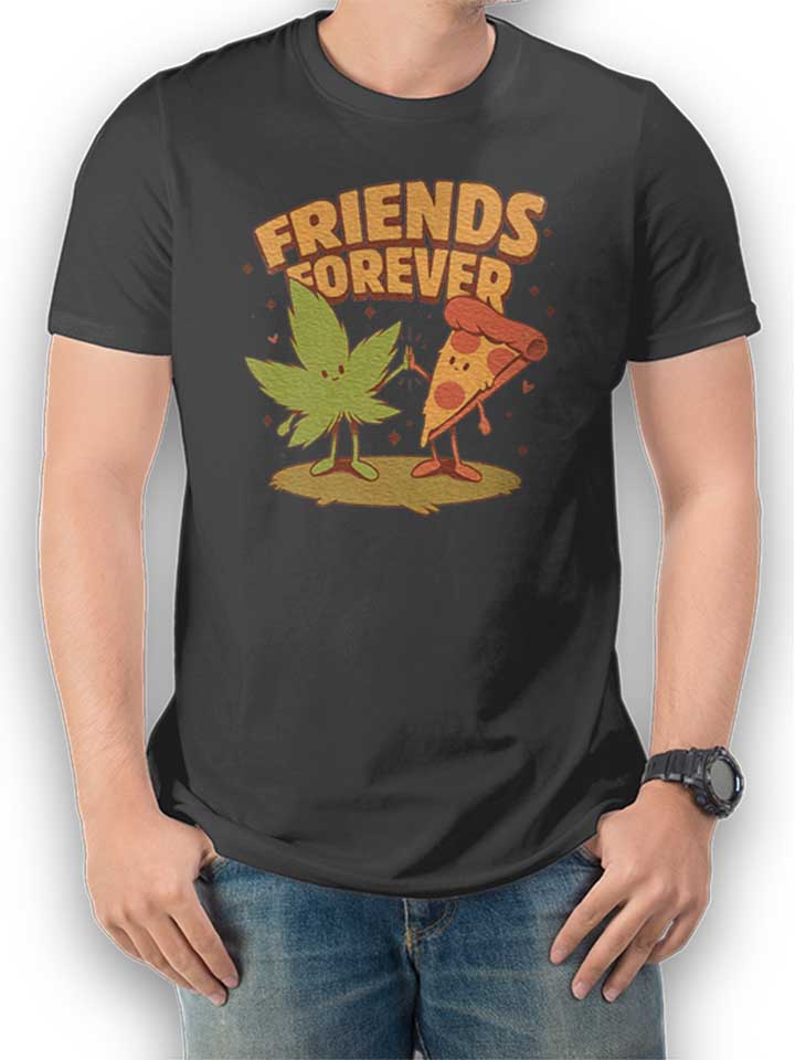 Friends Forever Pizza Weed T-Shirt gris-fonc L