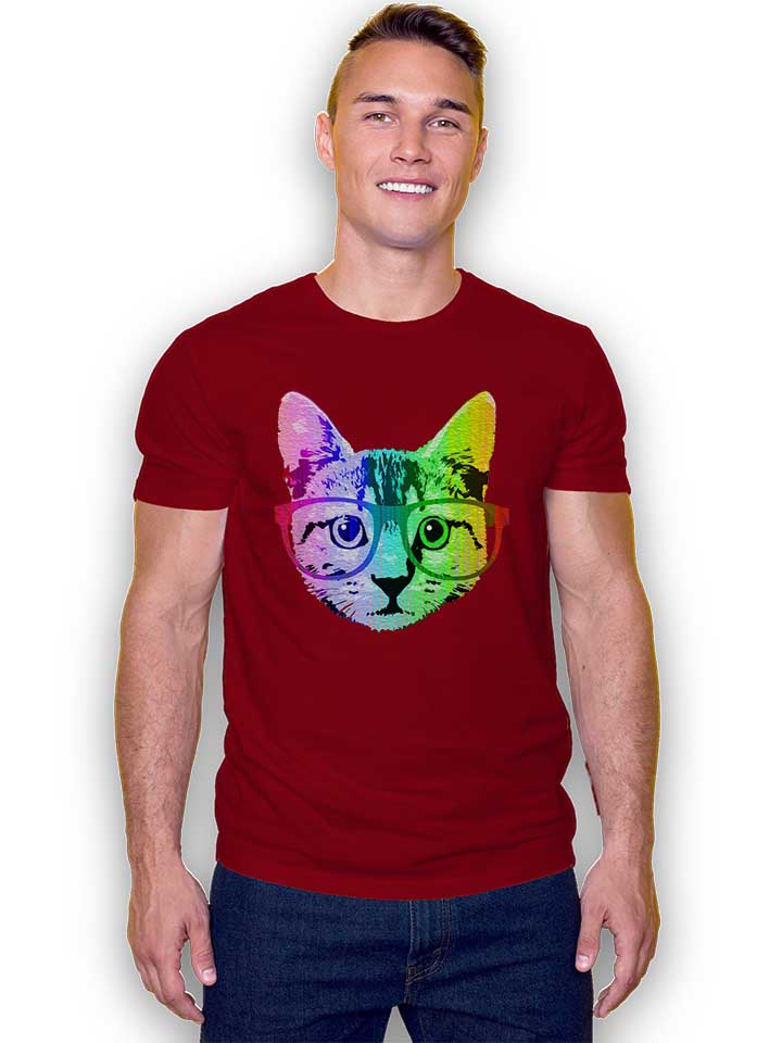 funny-rainbow-cat-t-shirt bordeaux 2