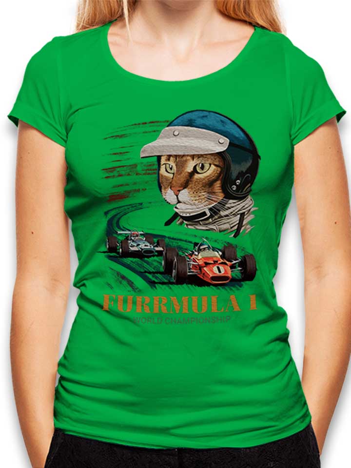 Furrmula 1 Cat Womens T-Shirt green L
