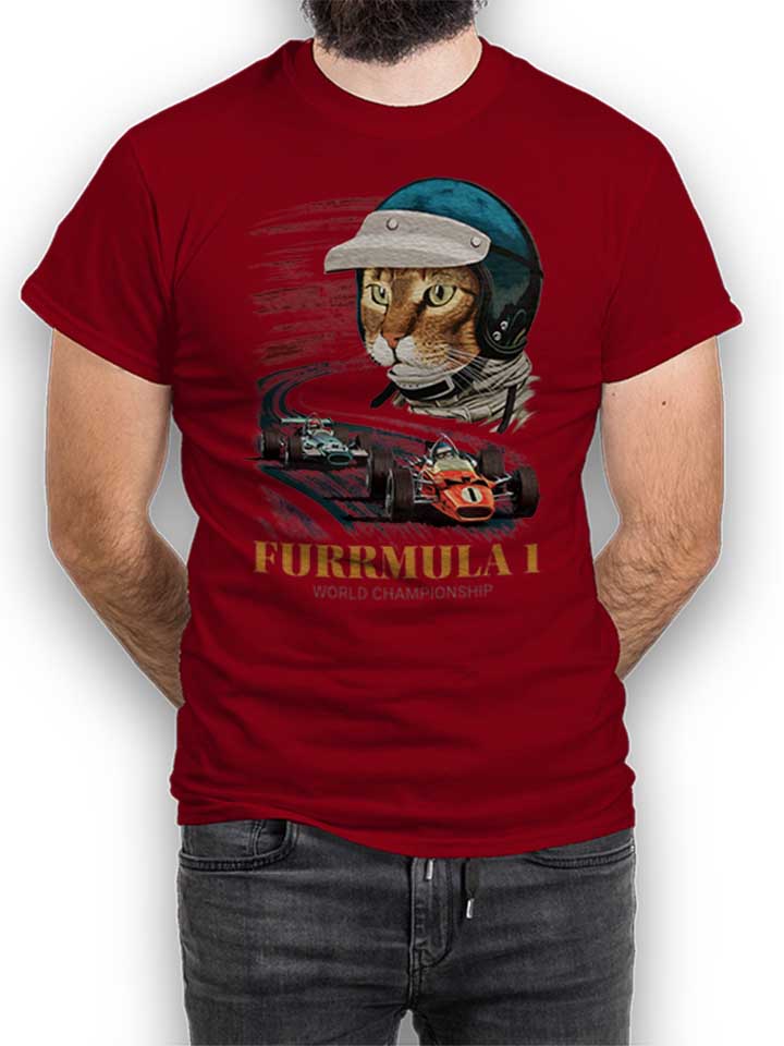 Furrmula 1 Cat T-Shirt maroon L
