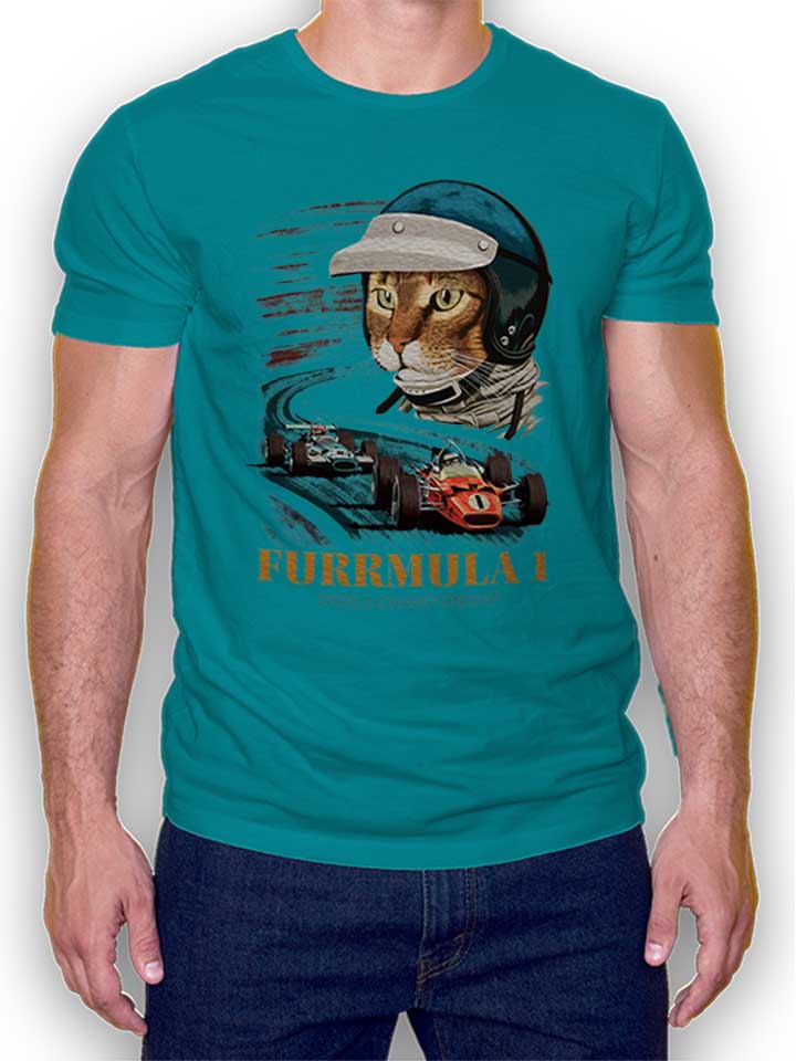 Furrmula 1 Cat T-Shirt turchese L