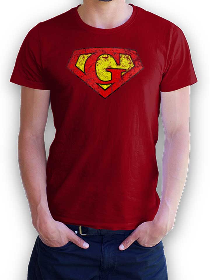 G Buchstabe Logo Vintage T-Shirt maroon L