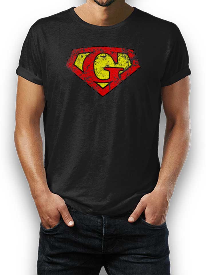G Buchstabe Logo Vintage T-Shirt nero L