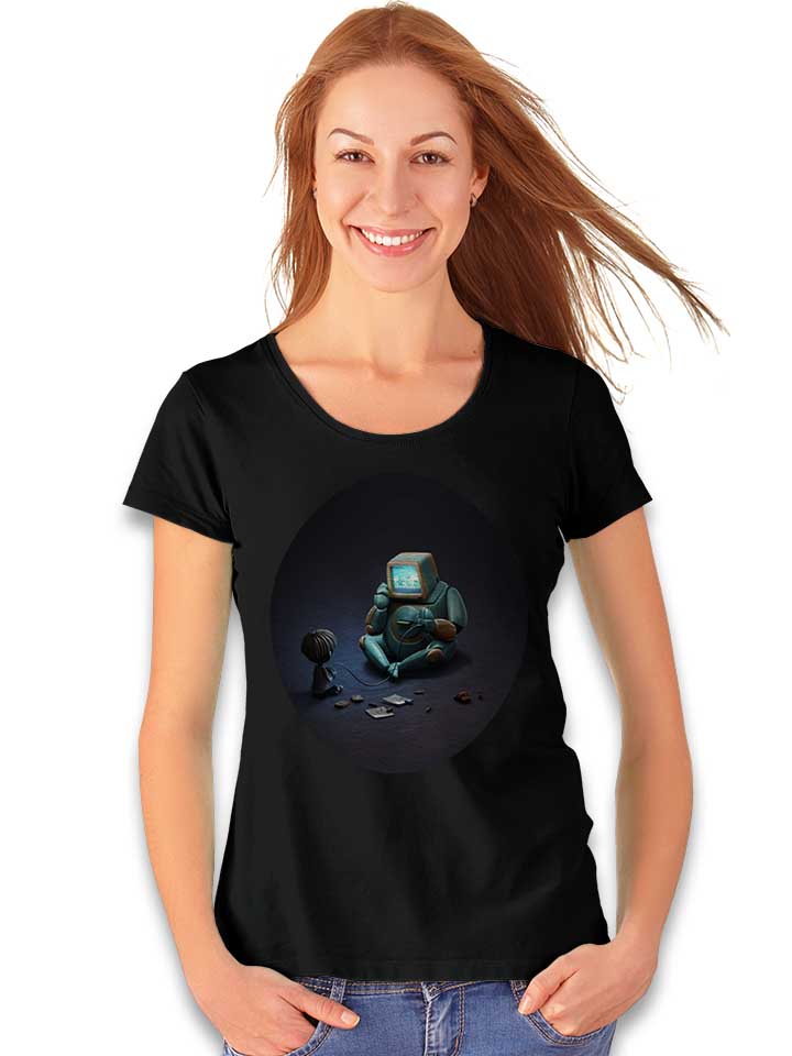 gamer-kid-robot-nanny-damen-t-shirt schwarz 2