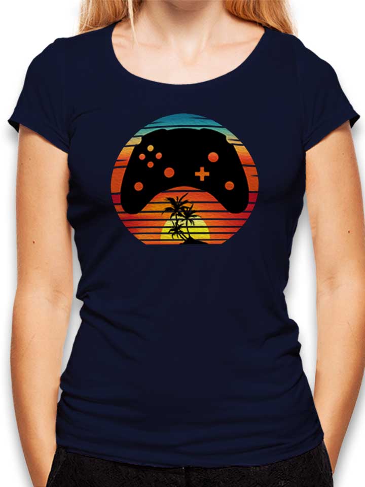 Gamer Retro Classic Sunset Damen T-Shirt dunkelblau L