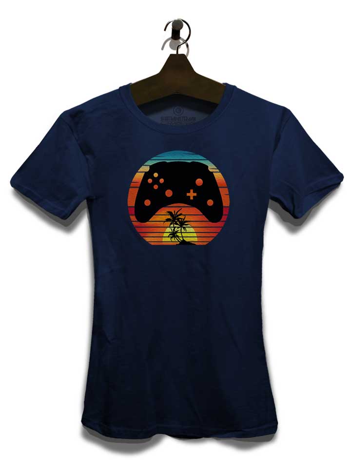 gamer-retro-classic-sunset-damen-t-shirt dunkelblau 3
