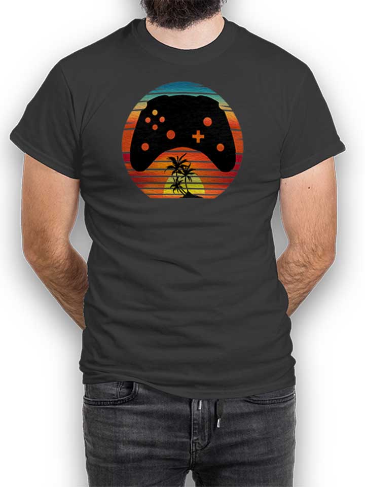 Gamer Retro Classic Sunset T-Shirt dunkelgrau L
