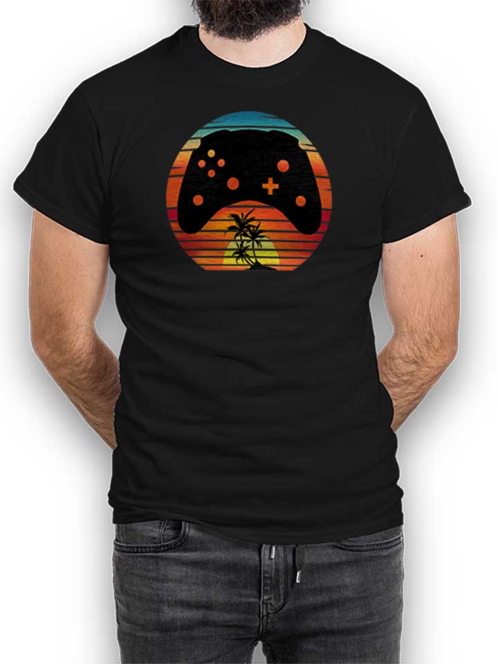 Gamer Retro Classic Sunset T-Shirt schwarz L