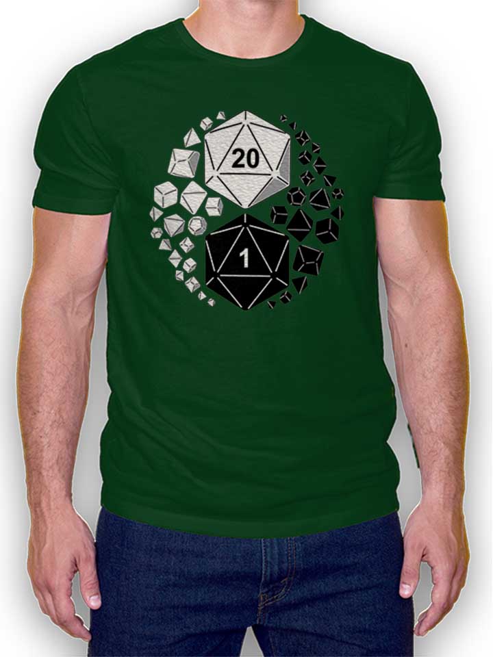 Gaming Dices Yin Yang T-Shirt verde-scuro L