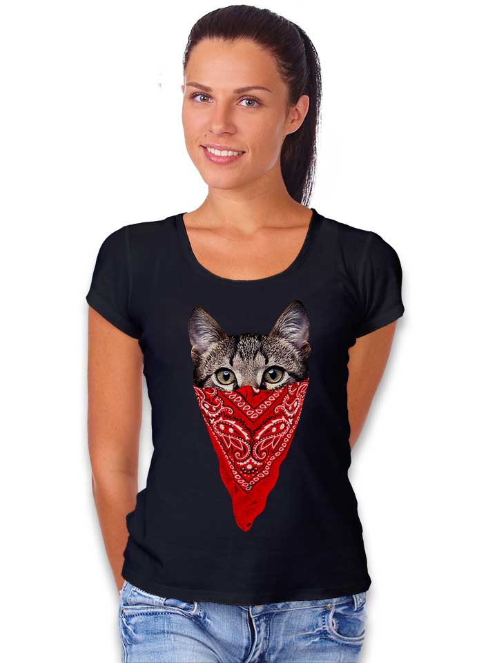 gangster-cat-damen-t-shirt schwarz 2