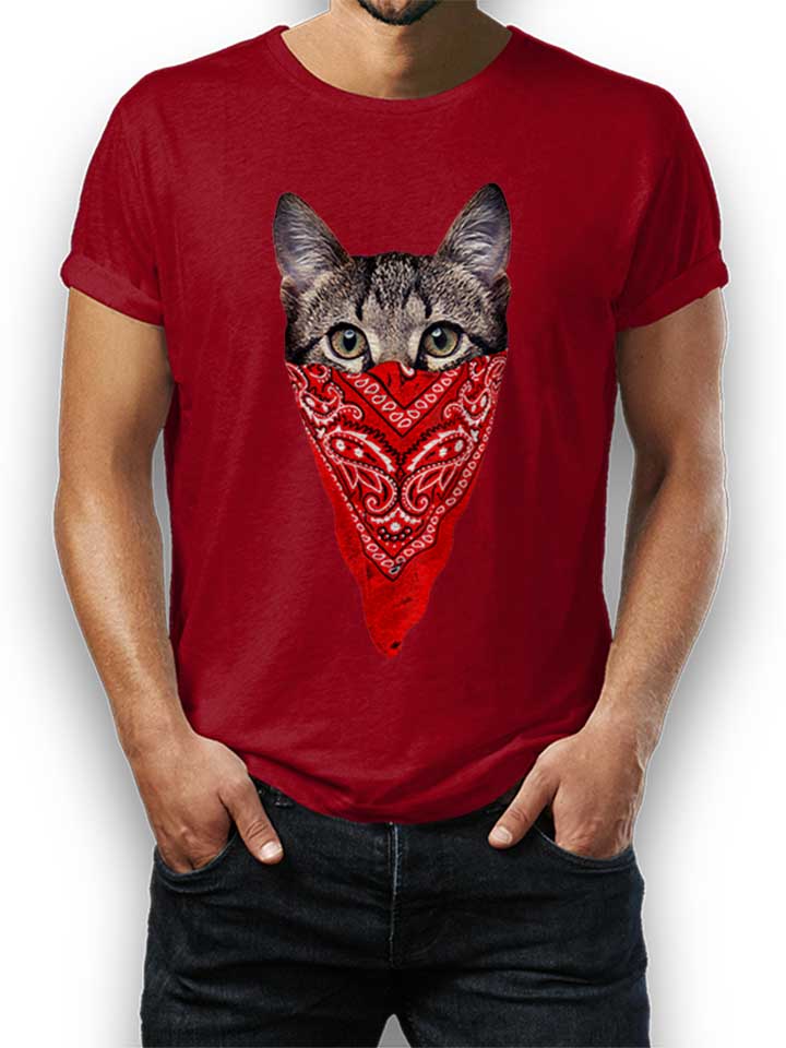 Gangster Cat T-Shirt maroon L