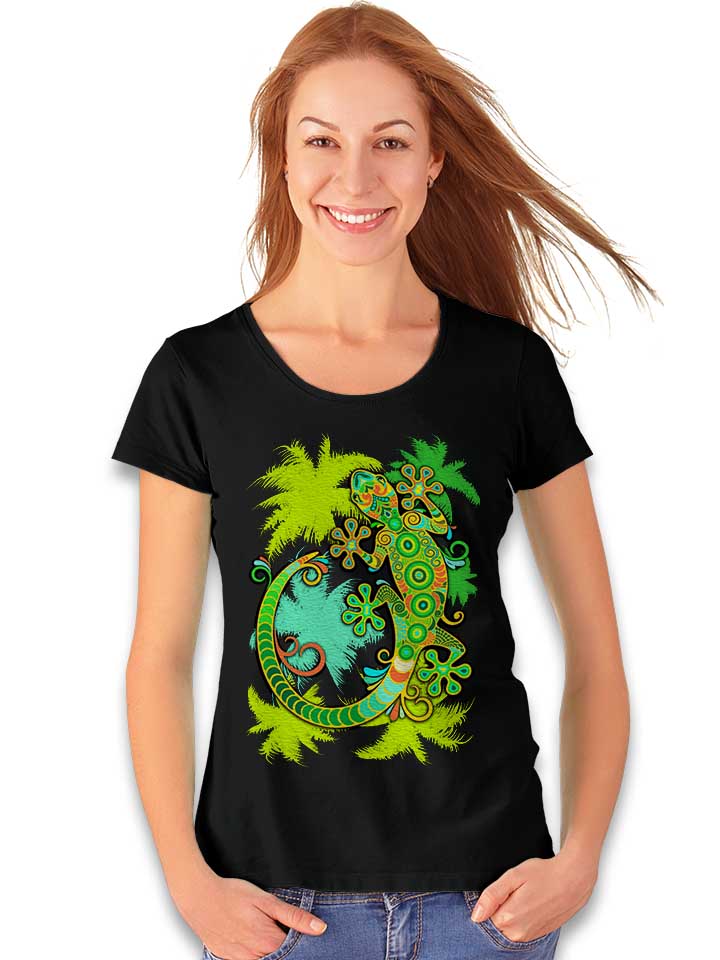 gecko-lizard-damen-t-shirt schwarz 2