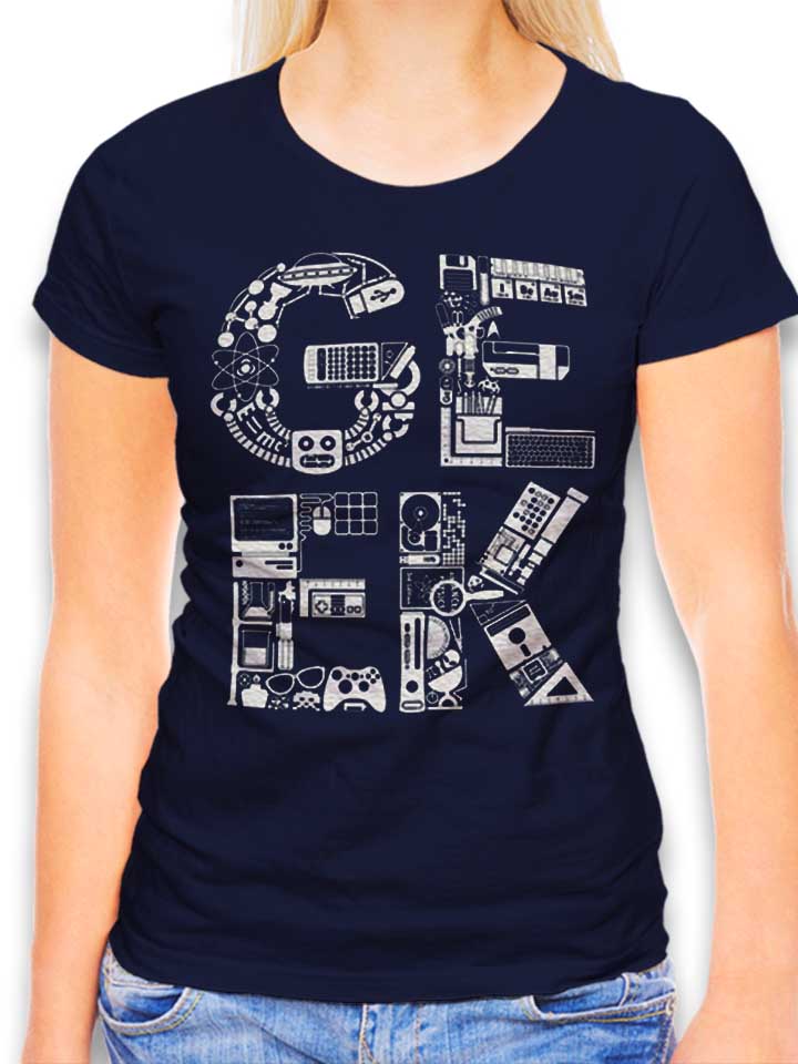 Geek 02 Damen T-Shirt dunkelblau L