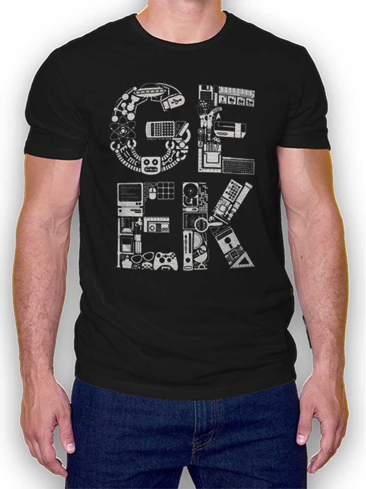 Geek 02 Kinder T-Shirt schwarz 110 / 116