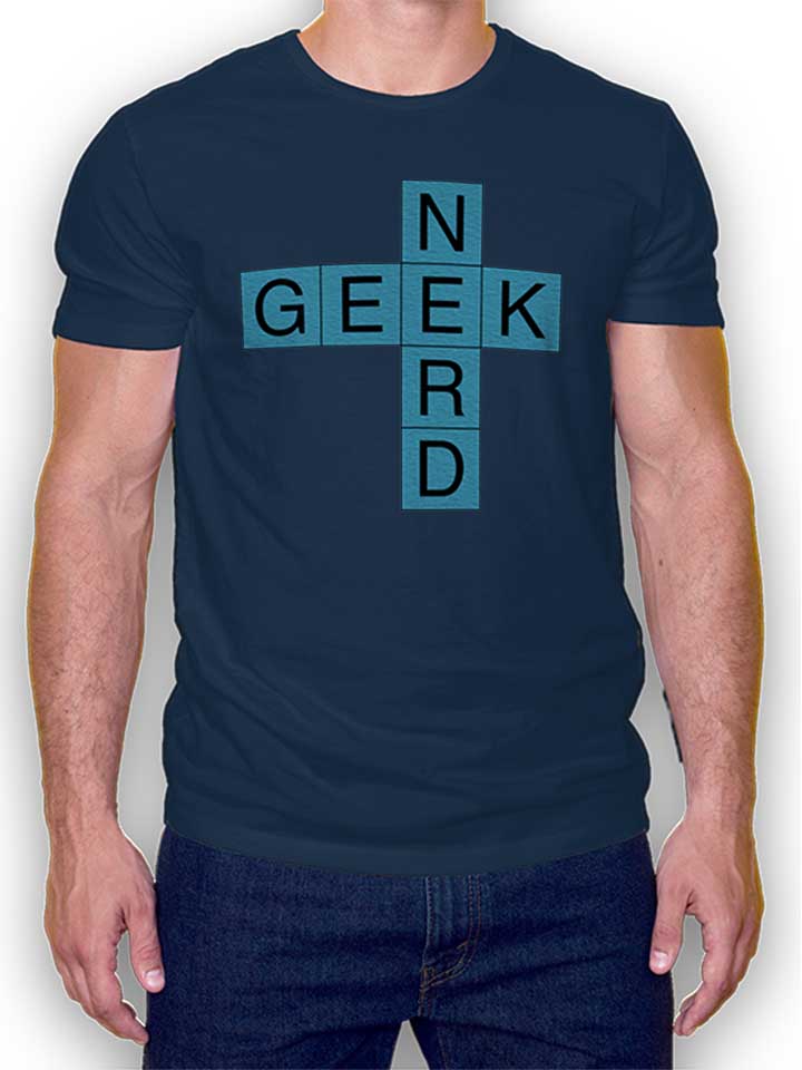 Geek Nerd Crosswords T-Shirt dunkelblau L