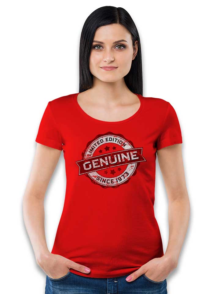 genuine-since-1973-damen-t-shirt rot 2