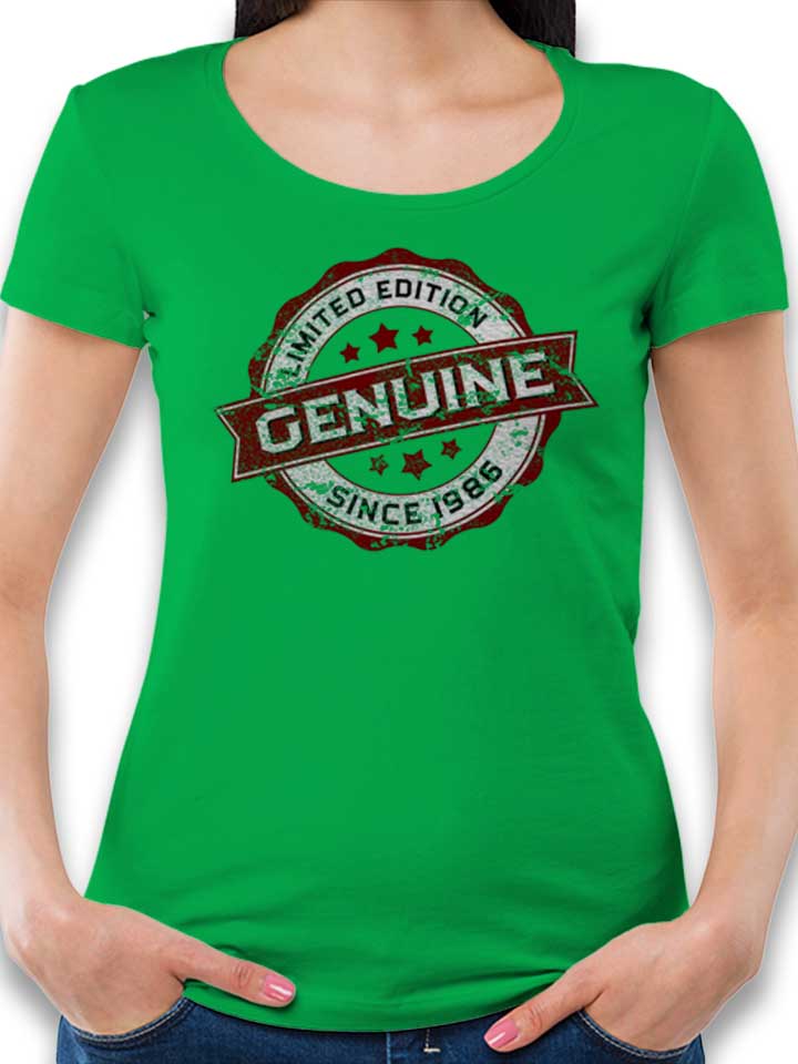 Genuine Since 1986 T-Shirt Femme vert L