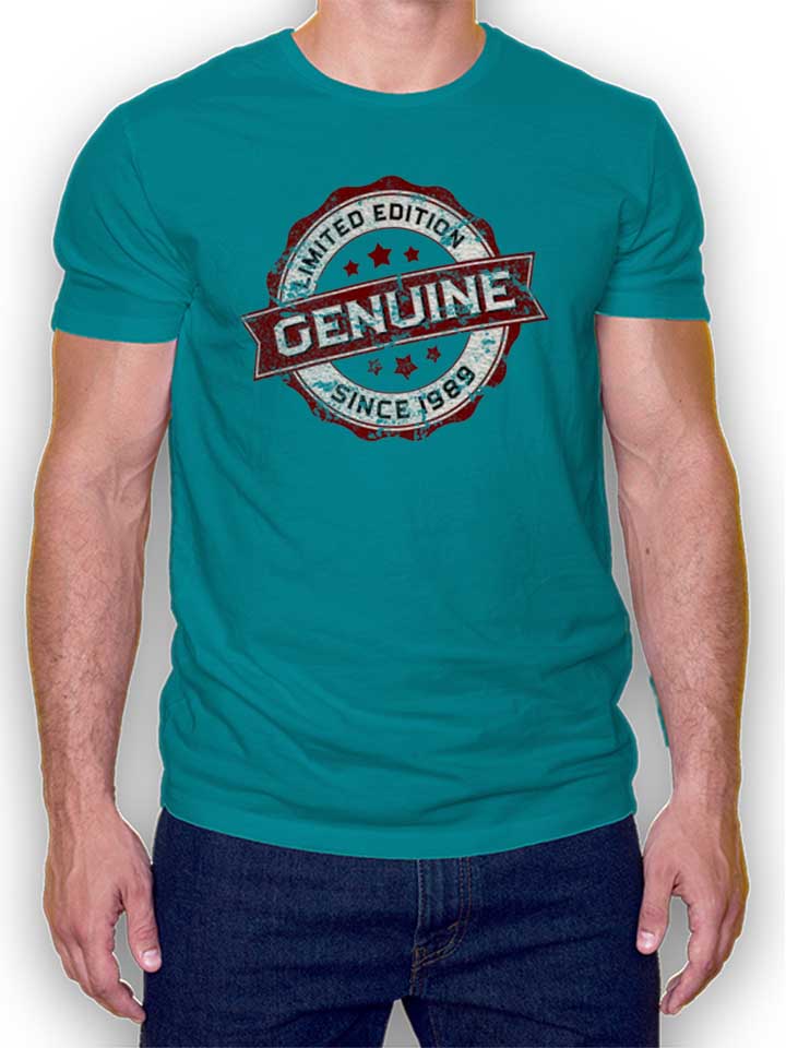 Genuine Since 1989 T-Shirt turchese L
