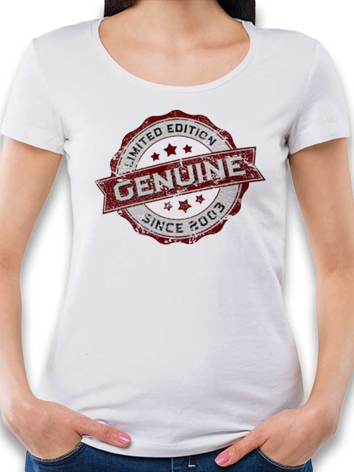 Genuine Since 2003 Damen T-Shirt weiss L