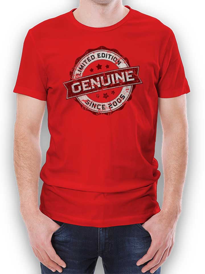 Genuine Since 2005 Camiseta rojo L