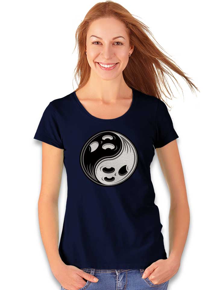 ghost-yin-yang-black-and-white-damen-t-shirt dunkelblau 2