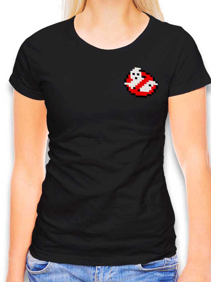 ghostbusters-logo-8bit-chest-print-damen-t-shirt schwarz 1
