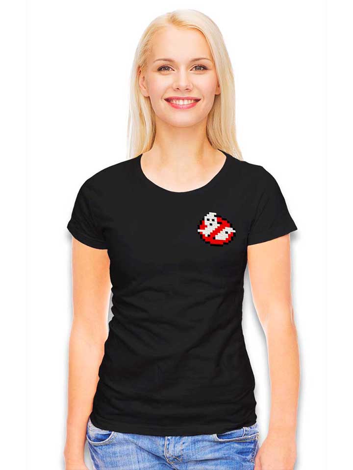 ghostbusters-logo-8bit-chest-print-damen-t-shirt schwarz 2