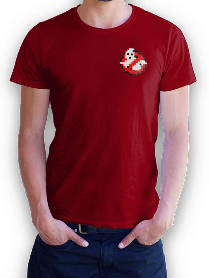 Ghostbusters Logo 8Bit Chest Print T-Shirt maroon L