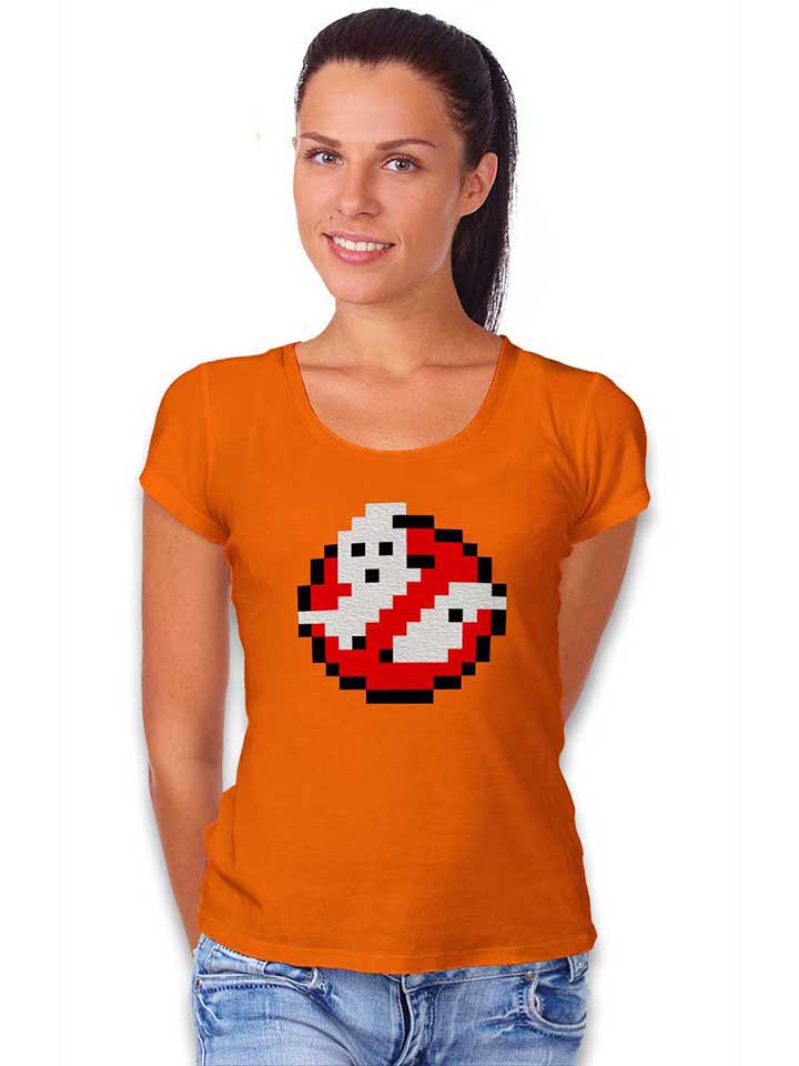 ghostbusters-logo-8bit-damen-t-shirt orange 2