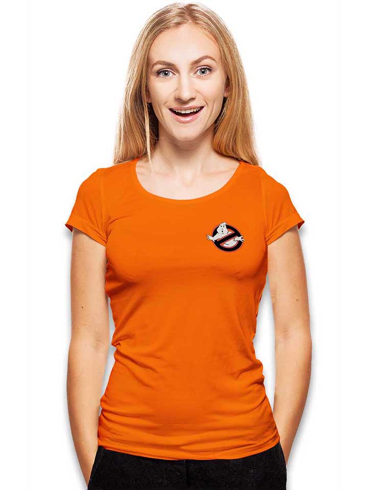 ghostbusters-logo-neon-chest-print-damen-t-shirt orange 2