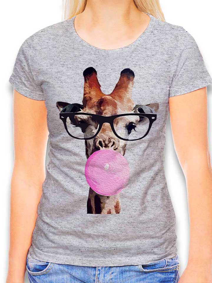 Giraffe Bubblegum Damen T-Shirt grau-meliert L